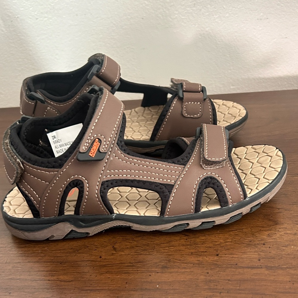 Khombu Brown Kids Sandals with Black Accents